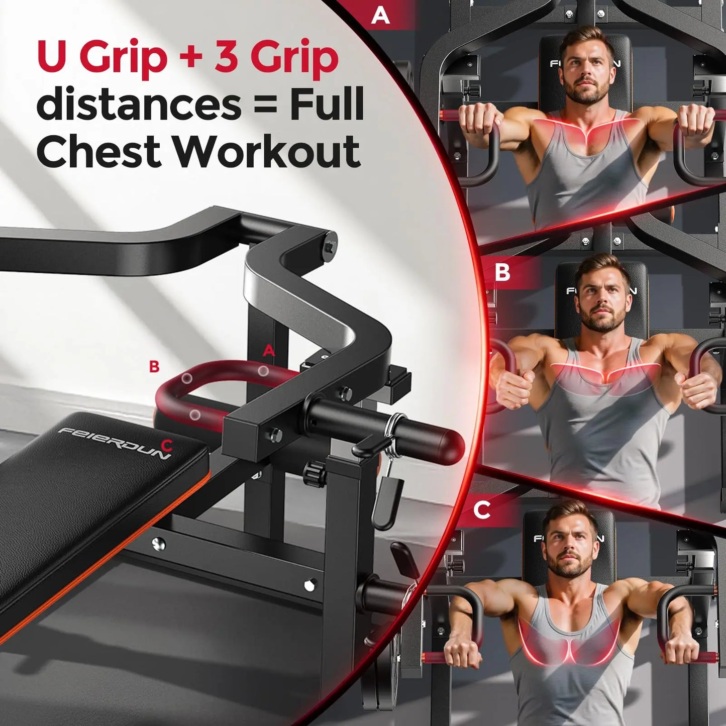 FED FITNESS SO2 Heavy-Duty Chest Press Machine with 4-Level Adjustable Independent Converging Arms and Innovative Adjustable Bench Design for Strength Training