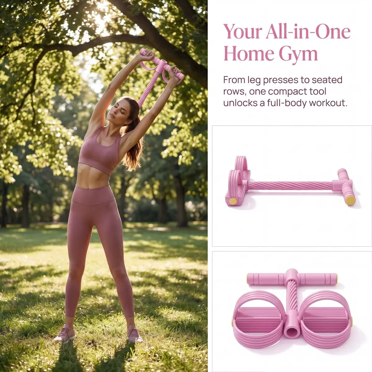 2026 Manual Tension Training Pedal Resistance Band - 10-Tube Eco-Friendly Natural Latex Yoga Stretching Band for Multifunctional Home Gym Use, Ideal for Arm, Waist, and Abdomen Workouts for Both Men and Women