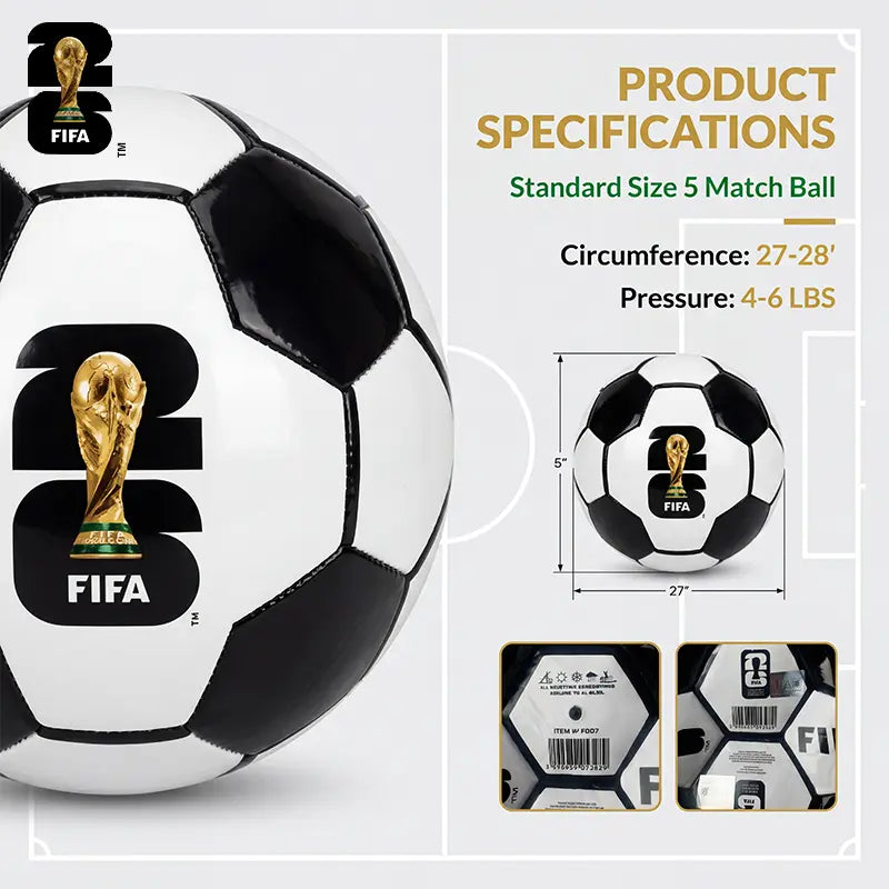 2026 FIFA World Cup Official Licensed Size 5 Soccer Ball - Premium Match-Weight PU Football, All-Weather Durability, Low Bounce, Superior Air Retention, Ideal for Youth and Adults, Commemorative Collectible