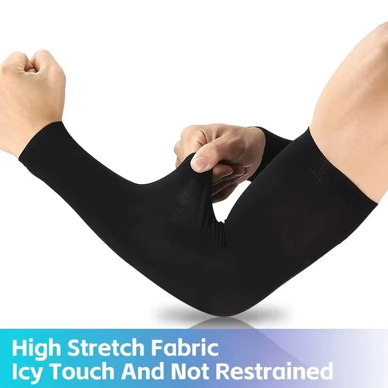 Ice Silk Sports Arm Sleeves for UV Protection in Outdoor Activities and Fitness