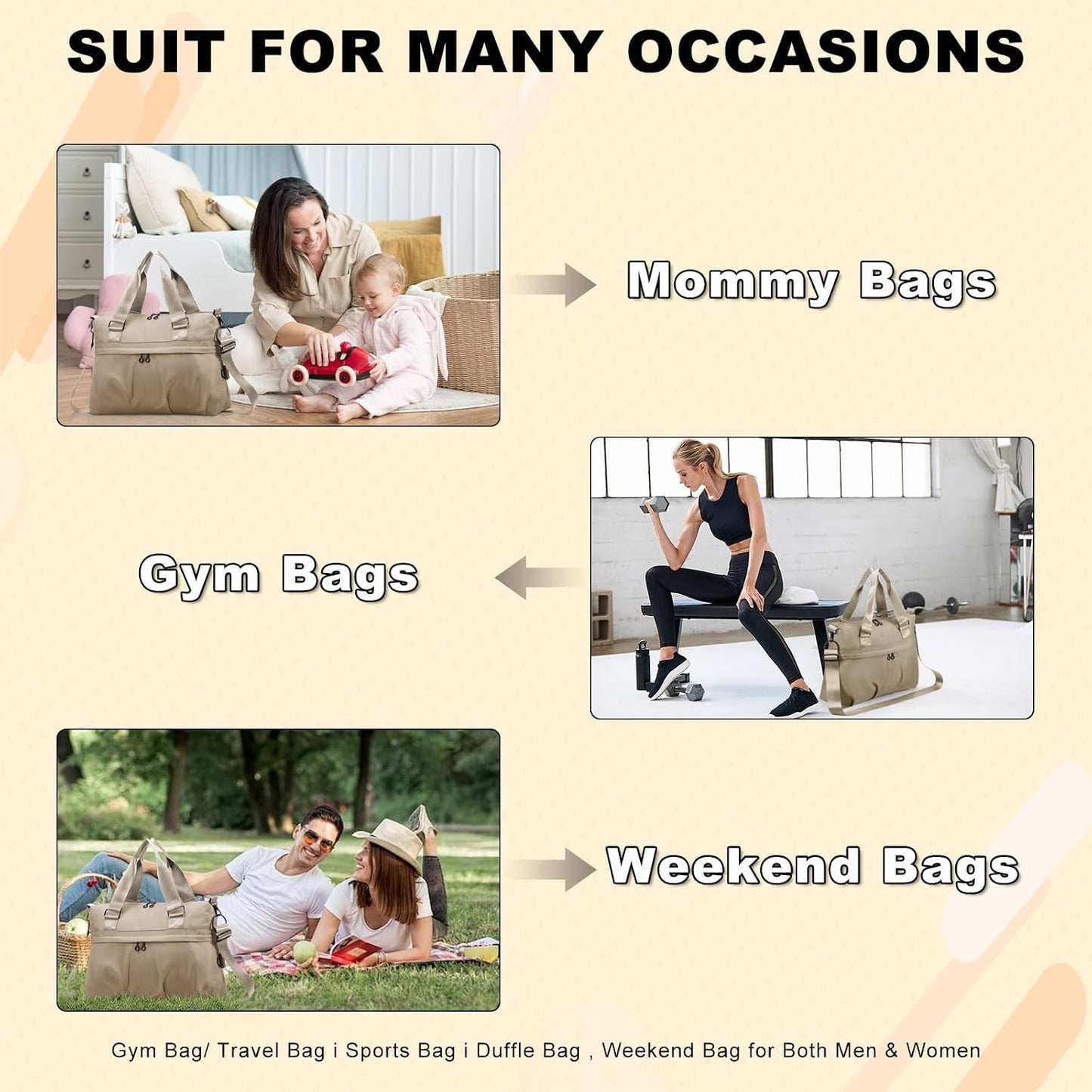 Women's Waterproof Sports Duffle Bag - Versatile Travel Gym Bag with Multiple Pockets for Fitness, Yoga, and Business Trips