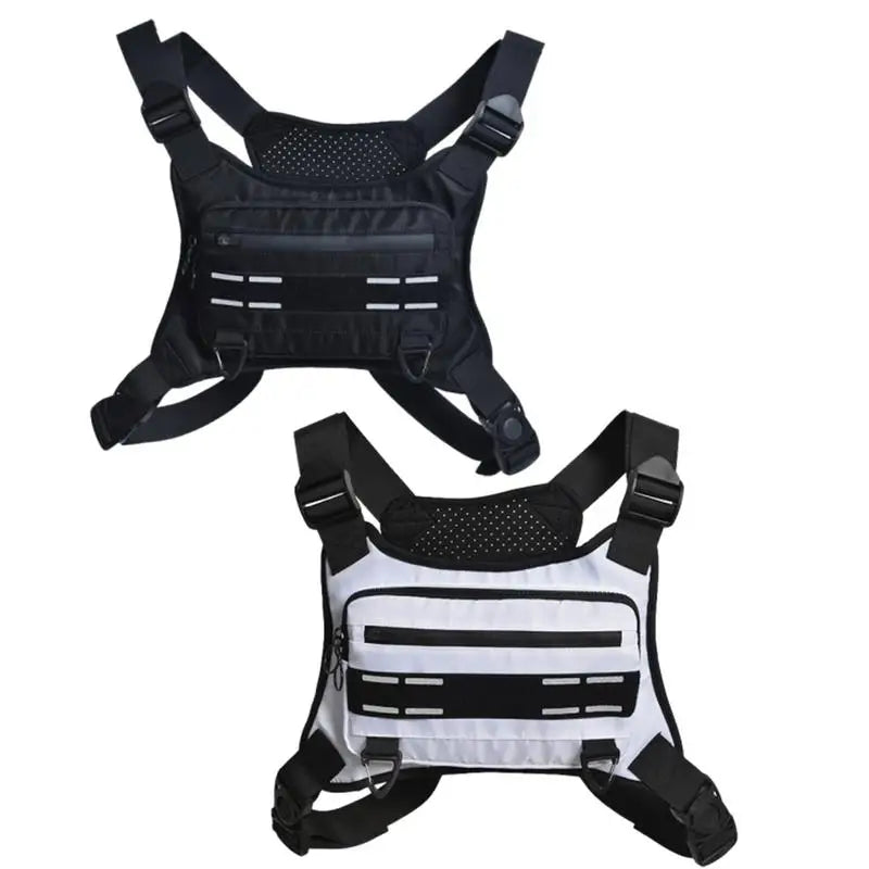 Adjustable Reflective Running Vest with Phone Holder and Breathable Design for Sports Activities