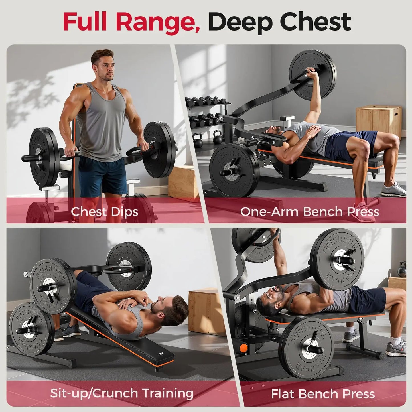 FED FITNESS SO2 Heavy-Duty Chest Press Machine with 4-Level Adjustable Independent Converging Arms and Innovative Adjustable Bench Design for Strength Training
