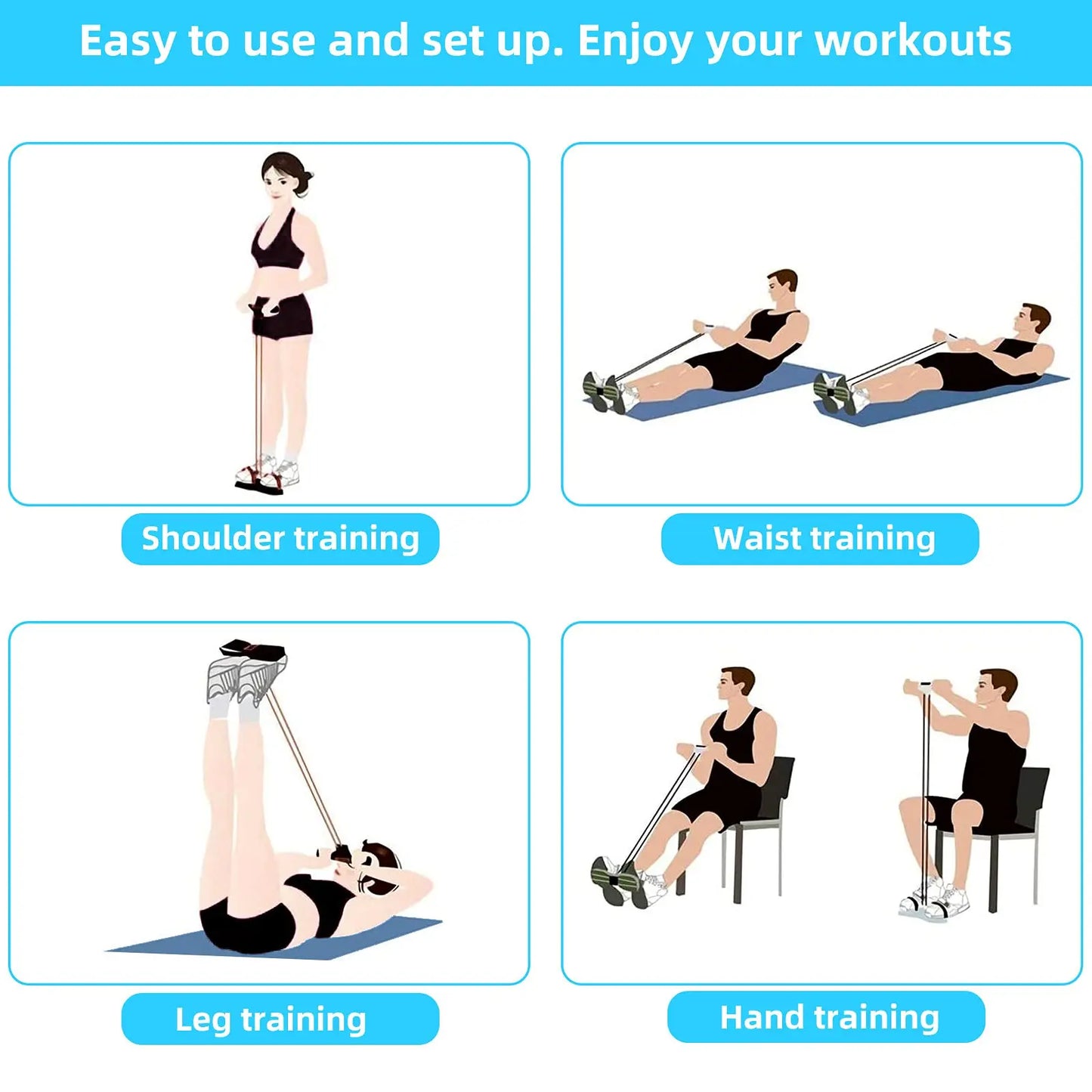 Heavy-Duty 6-Strand Abdominal Crunch Equipment for Leg and Core Workouts – Sit-Up Assistance for Home Gym Fitness