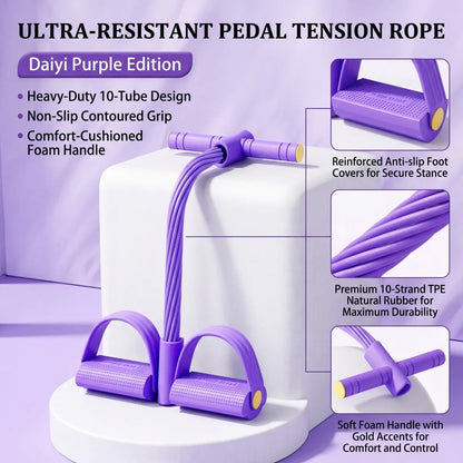 2026 Manual Tension Training Pedal Resistance Band - 10-Tube Eco-Friendly Natural Latex Yoga Stretching Band for Multifunctional Home Gym Use, Ideal for Arm, Waist, and Abdomen Workouts for Both Men and Women