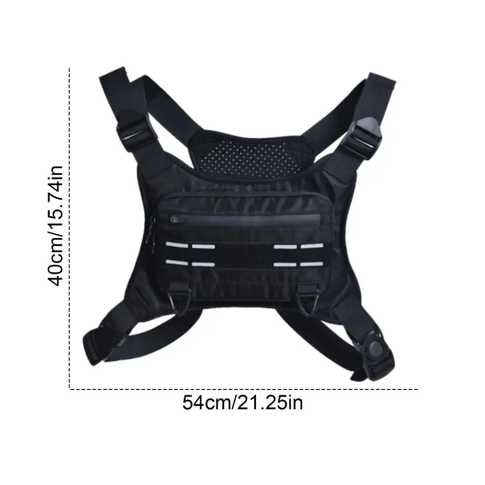 Adjustable Reflective Running Vest with Phone Holder and Breathable Design for Sports Activities