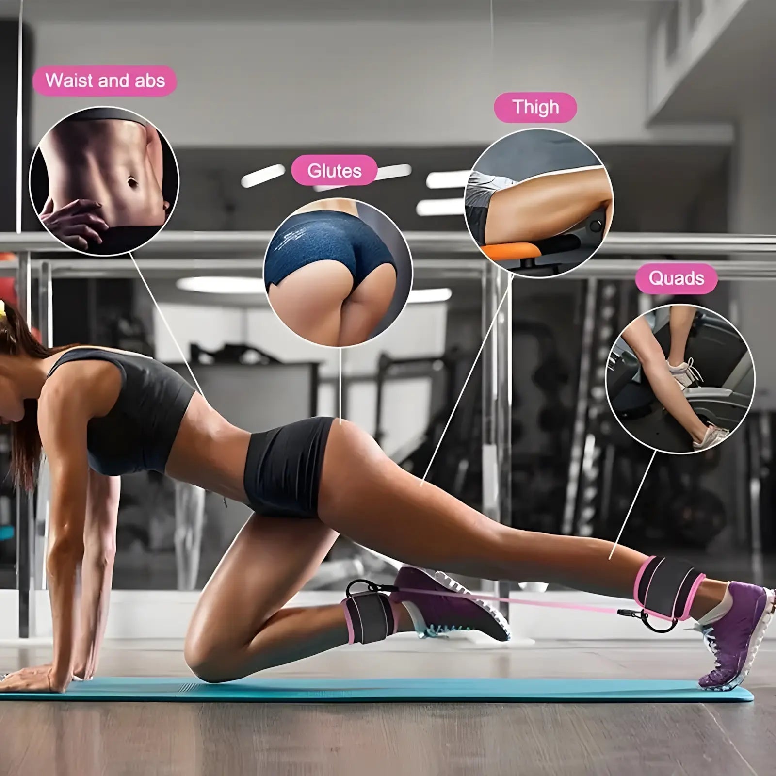 Adjustable Ankle Resistance Band Set - 3 Levels (10Lbs, 20Lbs, 30Lbs) for Glute Training and Home Gym Workouts
