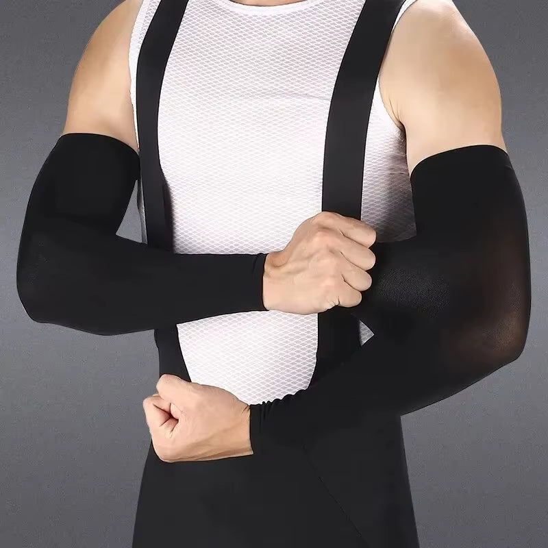 Ice Silk Sports Arm Sleeves for UV Protection in Outdoor Activities and Fitness