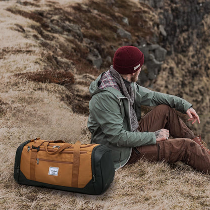 Men's 40L Medium Sports Travel Duffel Bag with Shoe Compartment and Wet Pocket - Lightweight Multipurpose Weekender Backpack for Women, Brown