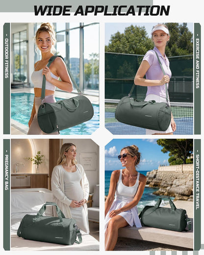Professional Gym Duffle Bag for Men and Women with Separate Wet and Shoe Compartment - Ideal for Travel, Sports, Workouts, Overnight Stays, and Weekend Getaways - Dark Green