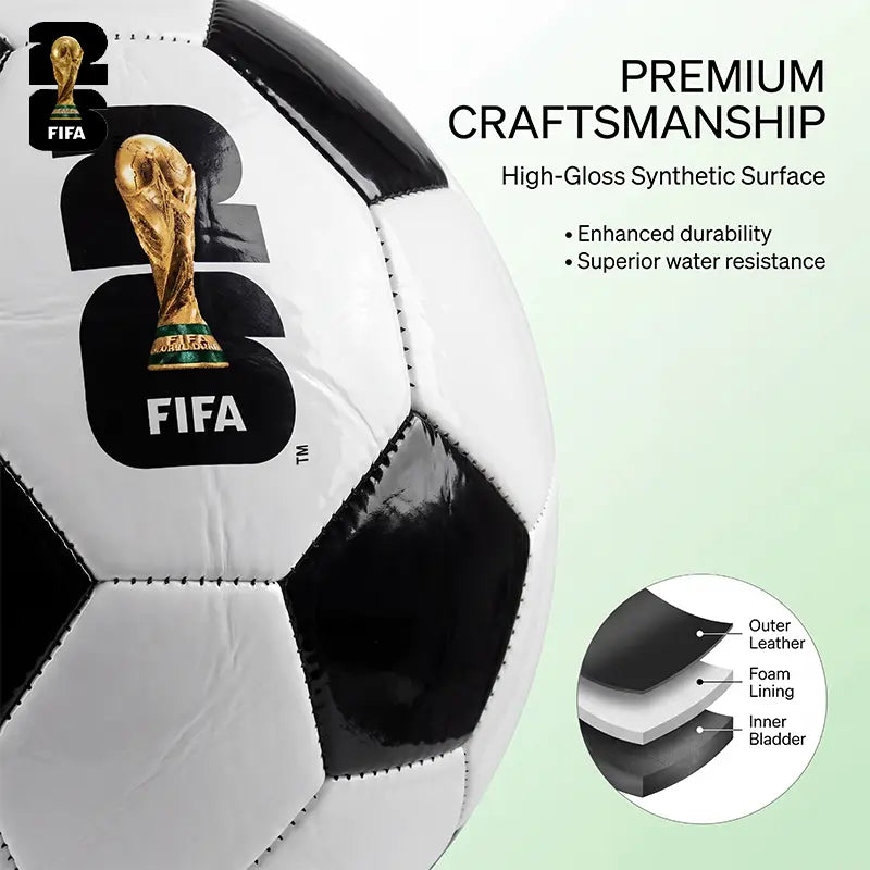 2026 FIFA World Cup Official Licensed Size 5 Soccer Ball - Premium Match-Weight PU Football, All-Weather Durability, Low Bounce, Superior Air Retention, Ideal for Youth and Adults, Commemorative Collectible