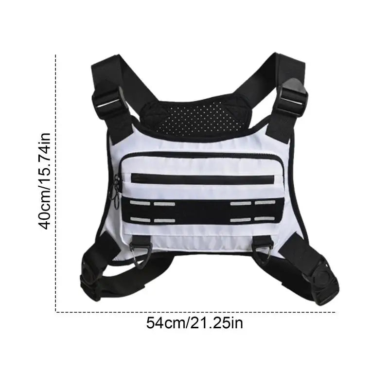 Adjustable Reflective Running Vest with Phone Holder and Breathable Design for Sports Activities