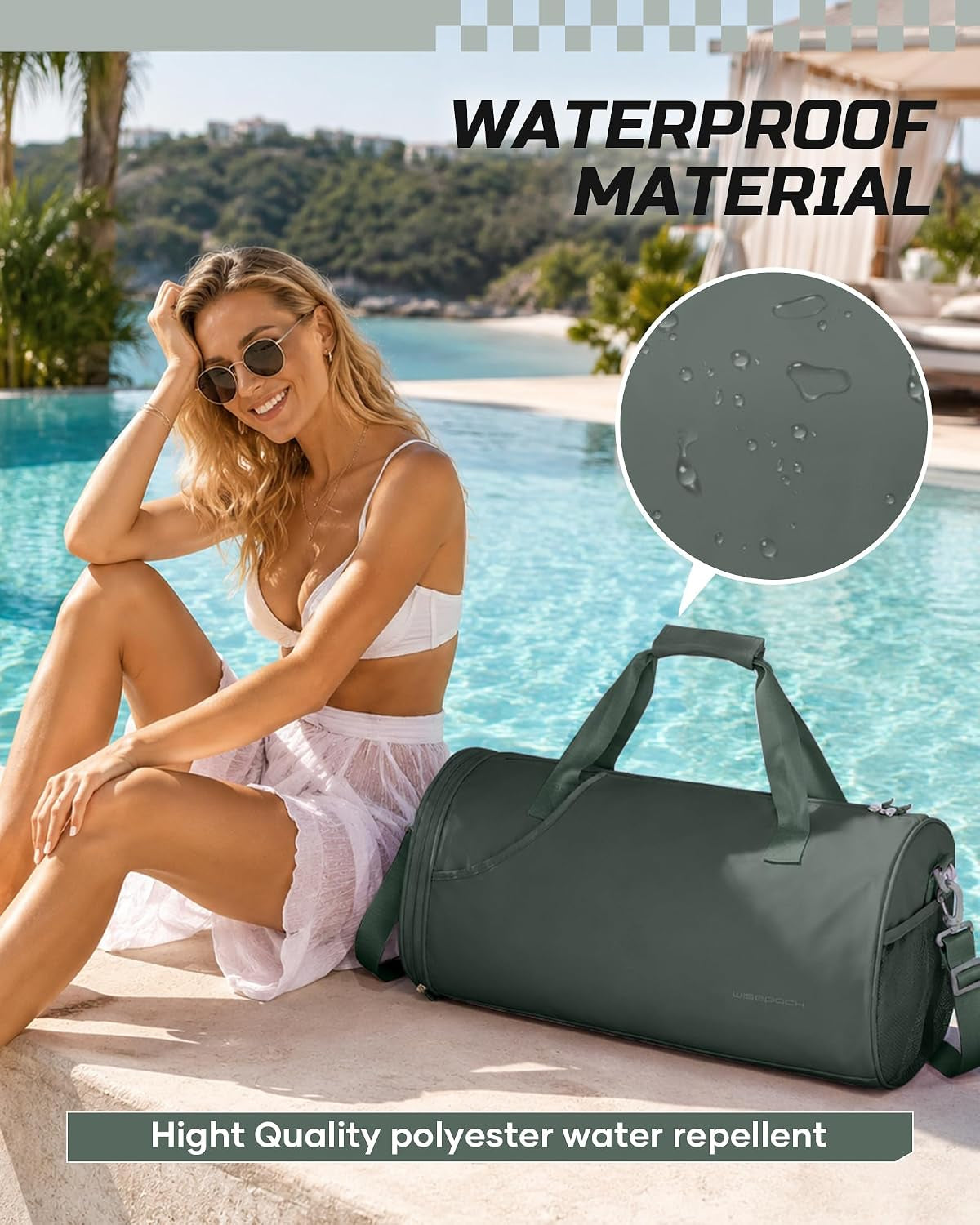 Professional Gym Duffle Bag for Men and Women with Separate Wet and Shoe Compartment - Ideal for Travel, Sports, Workouts, Overnight Stays, and Weekend Getaways - Dark Green