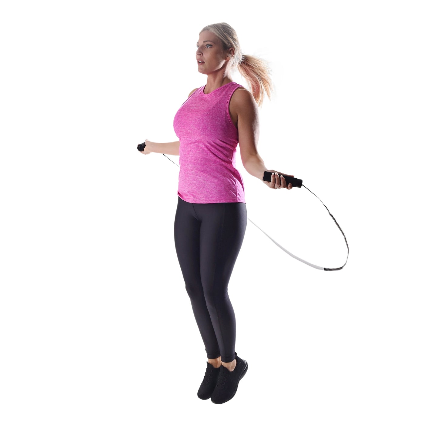 Adjustable Weighted Jump Rope with 9' Length Capability - Black