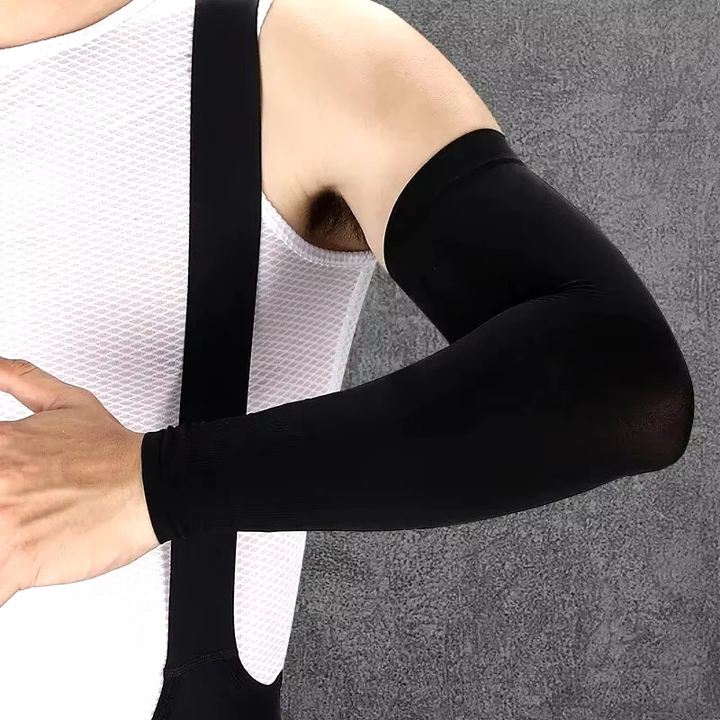 Ice Silk Sports Arm Sleeves for UV Protection in Outdoor Activities and Fitness