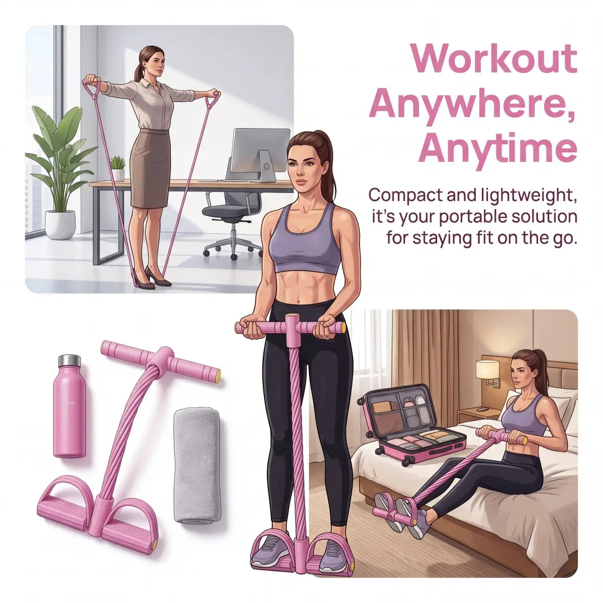 2026 Manual Tension Training Pedal Resistance Band - 10-Tube Eco-Friendly Natural Latex Yoga Stretching Band for Multifunctional Home Gym Use, Ideal for Arm, Waist, and Abdomen Workouts for Both Men and Women