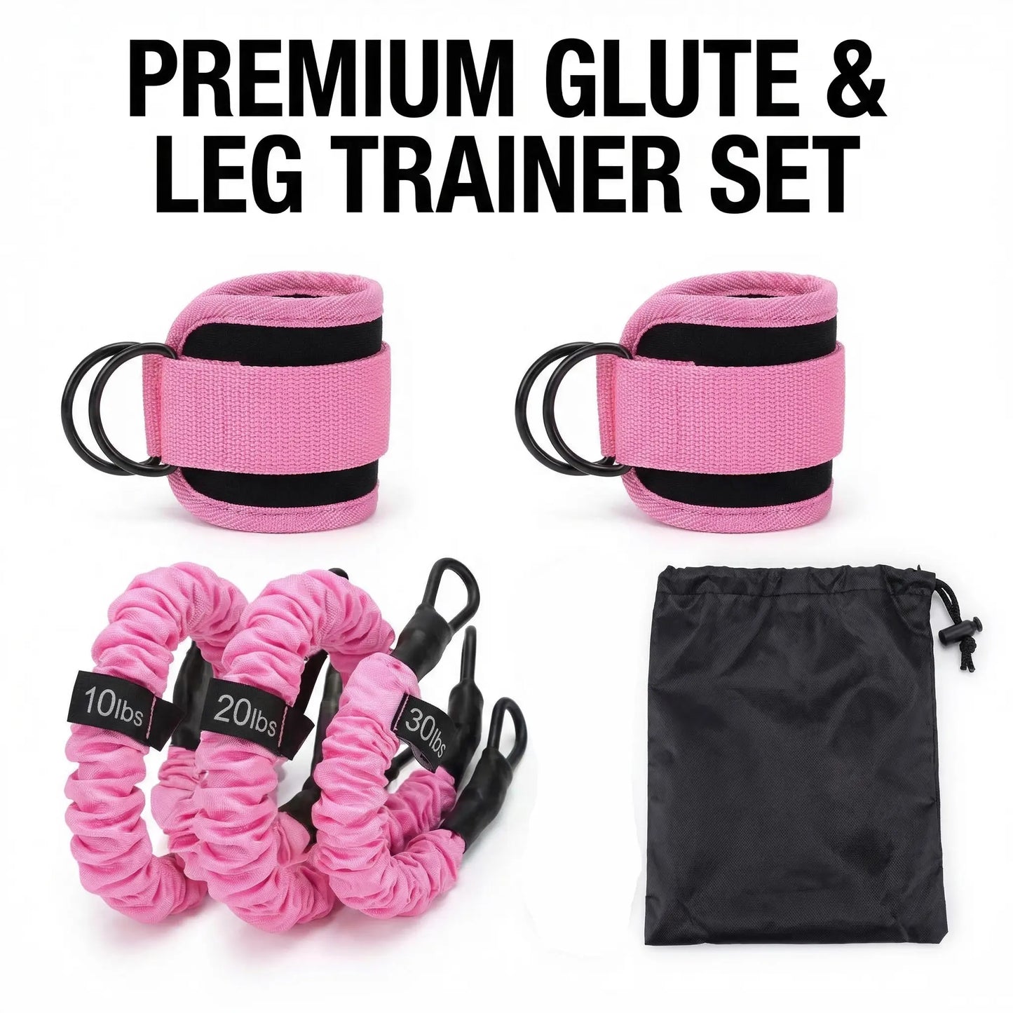 Adjustable Ankle Resistance Band Set - 3 Levels (10Lbs, 20Lbs, 30Lbs) for Glute Training and Home Gym Workouts