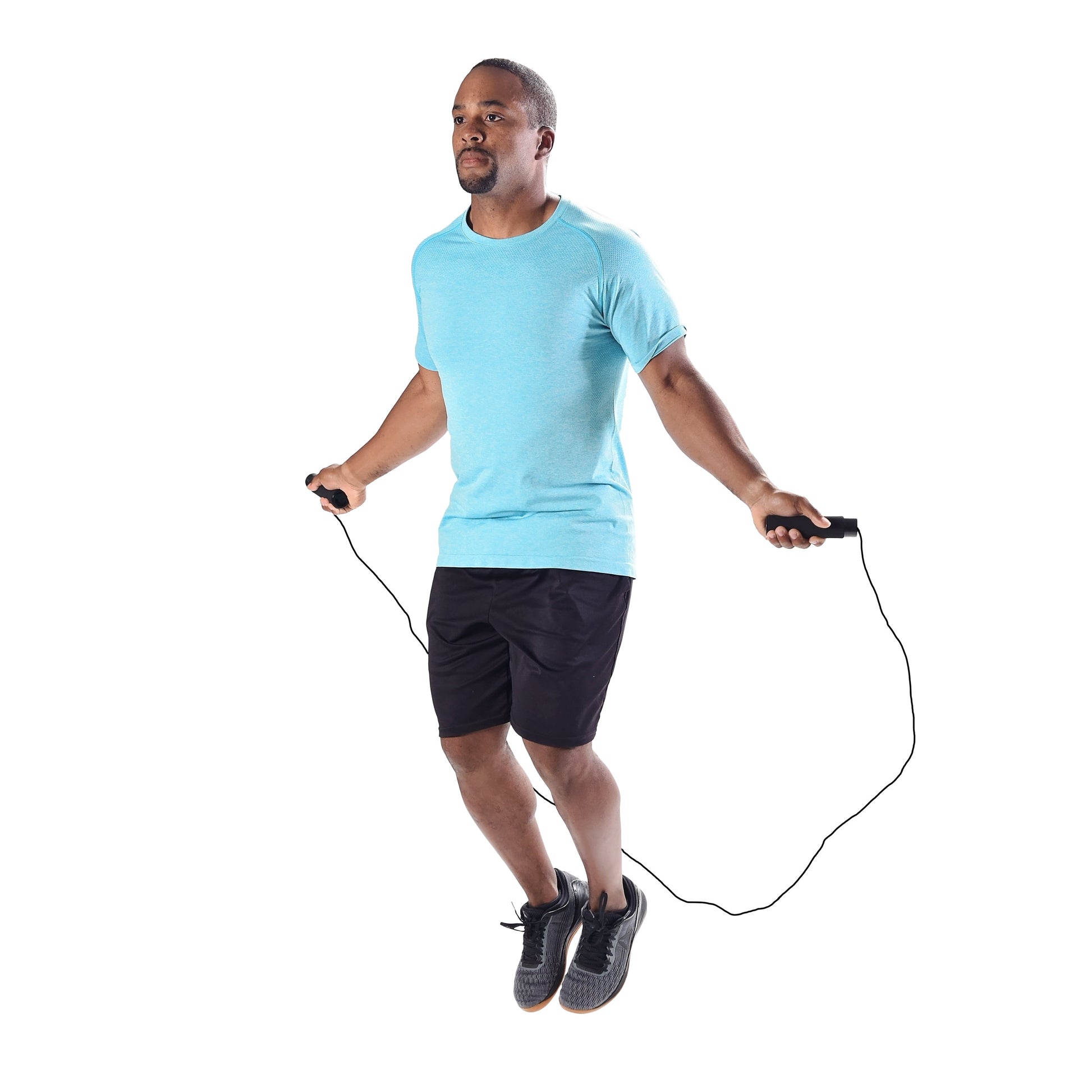Adjustable Weighted Jump Rope with 9' Length Capability - Black
