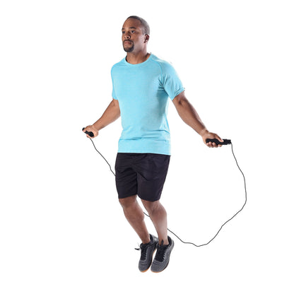Adjustable Weighted Jump Rope with 9' Length Capability - Black