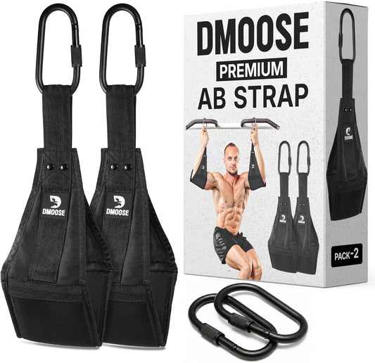 Hanging Ab Straps for Pull-Up Bars - Padded Exercise Straps for Core Strength Training, Includes 2 Steel Carabiners - Ideal for Home and Gym Use