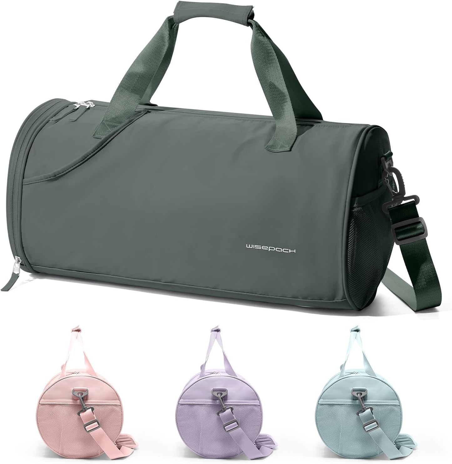 Professional Gym Duffle Bag for Men and Women with Separate Wet and Shoe Compartment - Ideal for Travel, Sports, Workouts, Overnight Stays, and Weekend Getaways - Dark Green