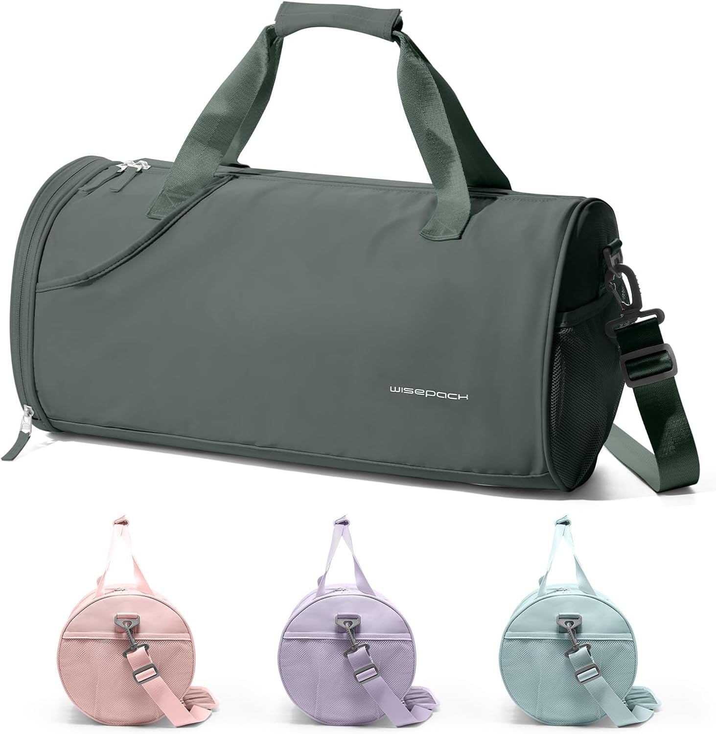 Professional Gym Duffle Bag for Men and Women with Separate Wet and Shoe Compartment - Ideal for Travel, Sports, Workouts, Overnight Stays, and Weekend Getaways - Dark Green