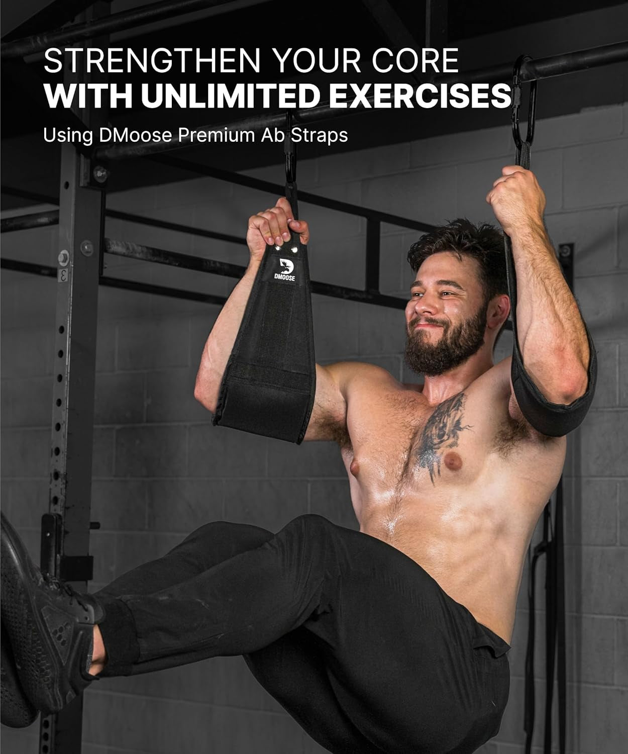 Hanging Ab Straps for Pull-Up Bars - Padded Exercise Straps for Core Strength Training, Includes 2 Steel Carabiners - Ideal for Home and Gym Use
