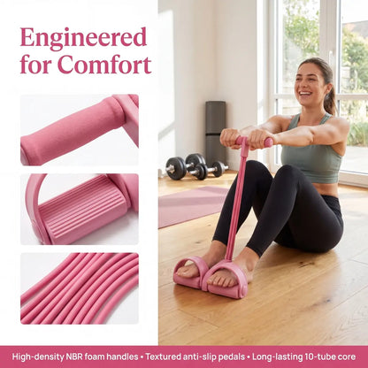 2026 Manual Tension Training Pedal Resistance Band - 10-Tube Eco-Friendly Natural Latex Yoga Stretching Band for Multifunctional Home Gym Use, Ideal for Arm, Waist, and Abdomen Workouts for Both Men and Women