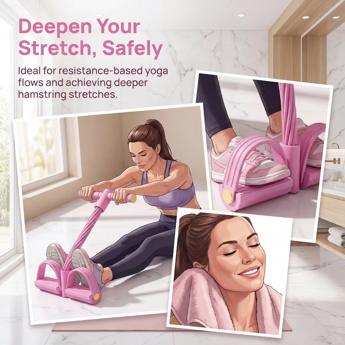 2026 Manual Tension Training Pedal Resistance Band - 10-Tube Eco-Friendly Natural Latex Yoga Stretching Band for Multifunctional Home Gym Use, Ideal for Arm, Waist, and Abdomen Workouts for Both Men and Women