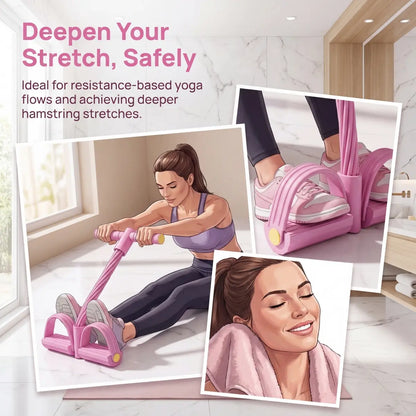 2026 Manual Tension Training Pedal Resistance Band - 10-Tube Eco-Friendly Natural Latex Yoga Stretching Band for Multifunctional Home Gym Use, Ideal for Arm, Waist, and Abdomen Workouts for Both Men and Women
