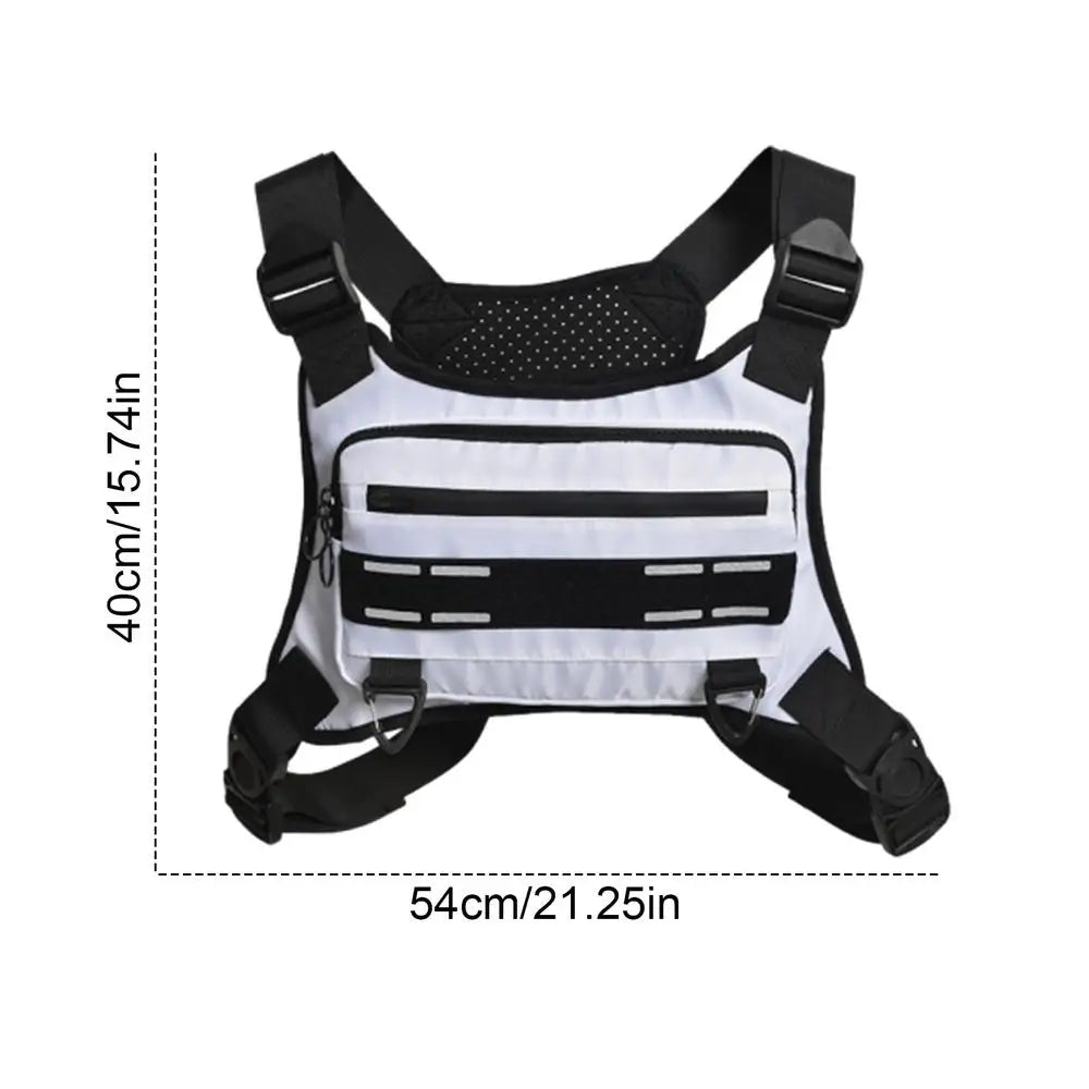 Adjustable Reflective Running Vest with Phone Holder and Breathable Design for Sports Activities