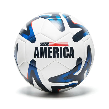 Size 5 American Flag Soccer Ball - PU Leather, Hidden Stitch, Ideal for Youth Outdoor Training